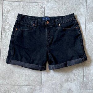 EUC Gap Factory 5" Mid Rise Cuffed Black Denim Jean Shorts 90s Vibes